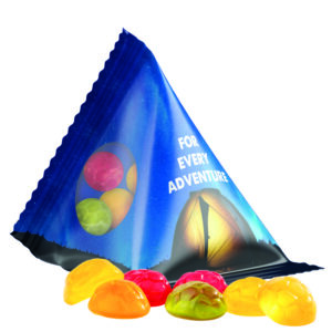 Fruchtgummi Tetraeder Folie, transparent Trolli Fruchtgummi Fußbälle