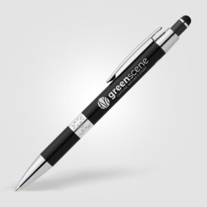 Adorn Kugelschreiber mit Chromverzierung und Stylus aus recyceltem Aluminium