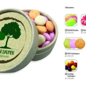 Graspapierdose 89 100 g , Inhalt: Fruchtige Kaudragees (Dose)