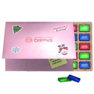 Premium Tisch Adventskalender Flip Cover Eco Querformat Lindt Schokotäfelchen